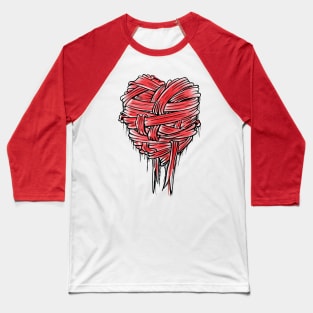 Bandage Heart (line art and red) Baseball T-Shirt